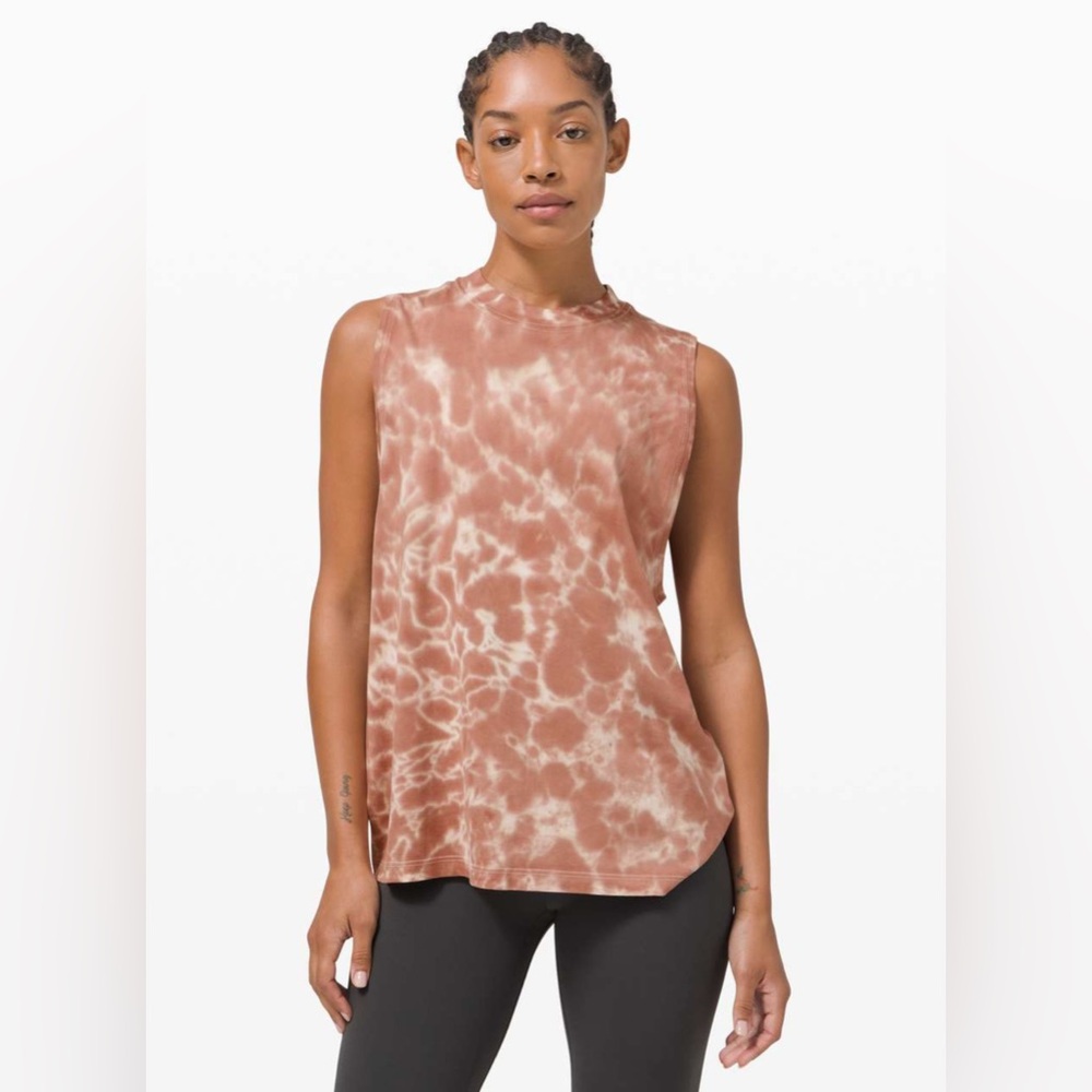 Lululemon All Yours Tank Top Tie Dye Pink Size‎ 6 Marmoleado Copper Pima Cotton